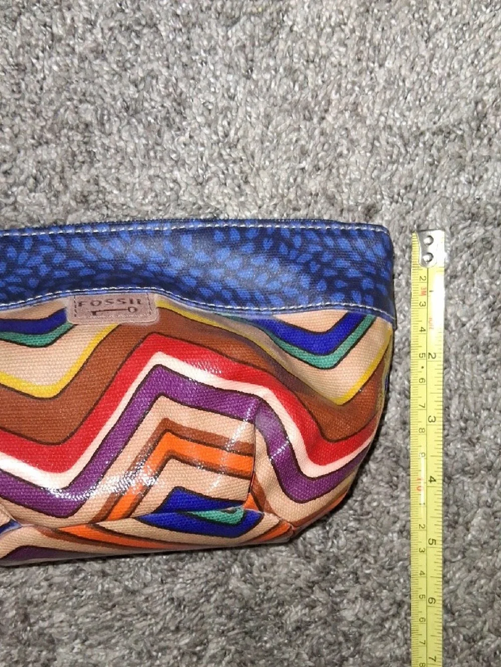 Fossil Chevron Multicolor Cosmetic Bag Pouch - Blue Trim